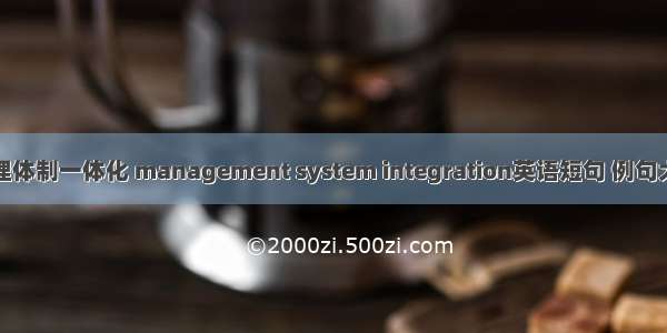 管理体制一体化 management system integration英语短句 例句大全