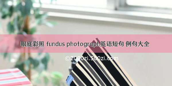 眼底彩照 fundus photograph英语短句 例句大全