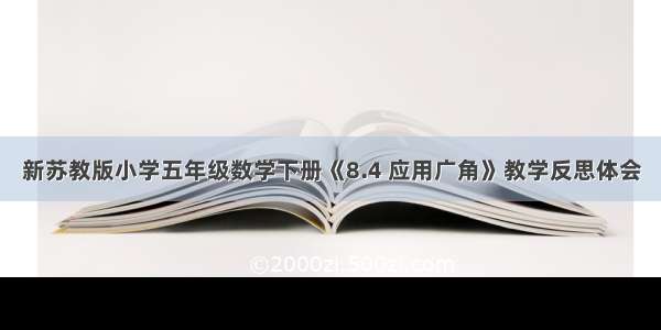 新苏教版小学五年级数学下册《8.4 应用广角》教学反思体会