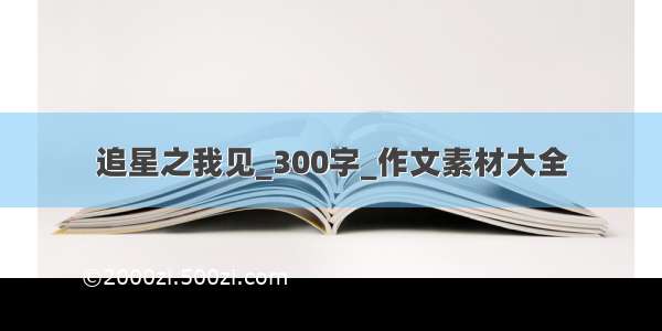 追星之我见_300字_作文素材大全