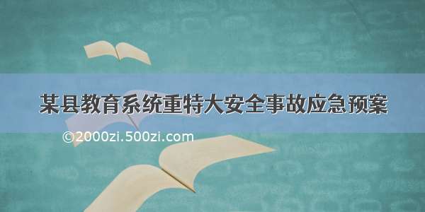 某县教育系统重特大安全事故应急预案