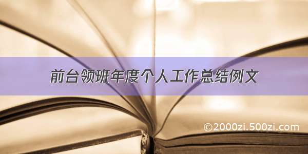 前台领班年度个人工作总结例文