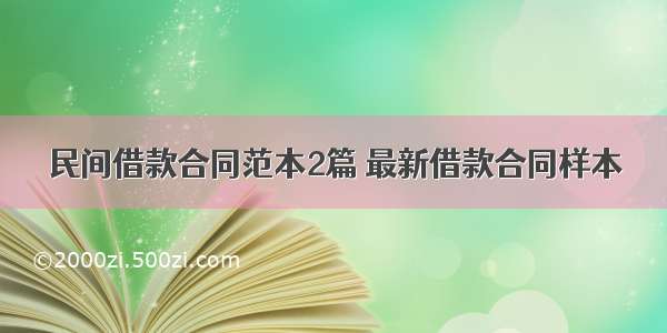 民间借款合同范本2篇 最新借款合同样本