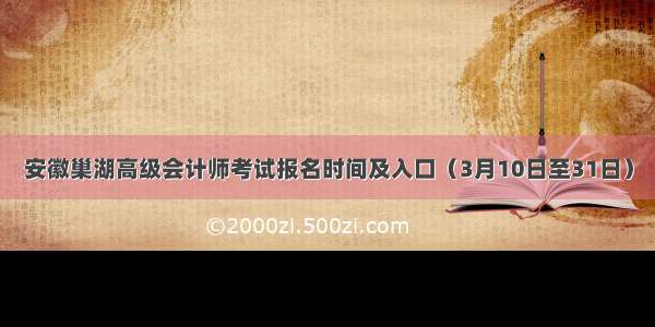 安徽巢湖高级会计师考试报名时间及入口（3月10日至31日）