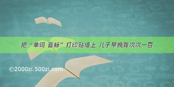 把“单词 音标”打印贴墙上 儿子早晚背次次一百