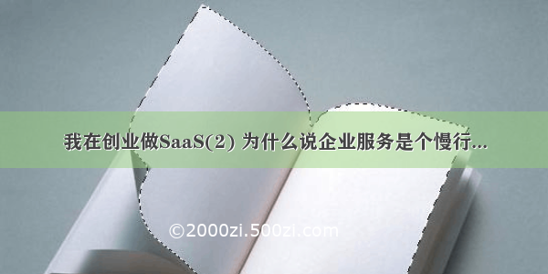 我在创业做SaaS(2) 为什么说企业服务是个慢行...