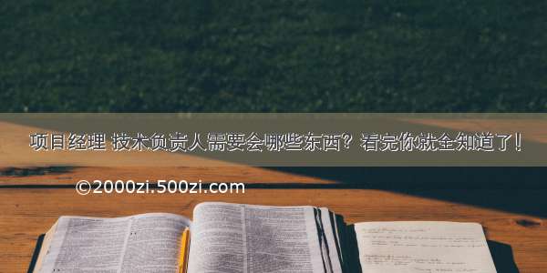 项目经理 技术负责人需要会哪些东西？看完你就全知道了！