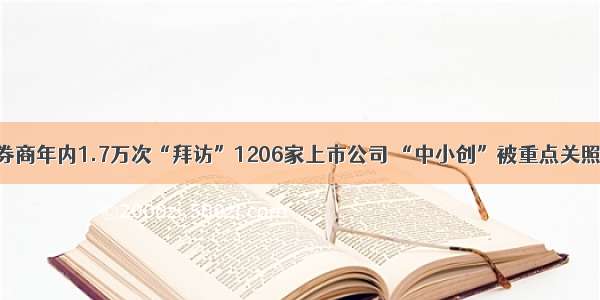 券商年内1.7万次“拜访”1206家上市公司 “中小创”被重点关照