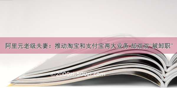 阿里元老级夫妻：推动淘宝和支付宝两大业务 却双双“被卸职”