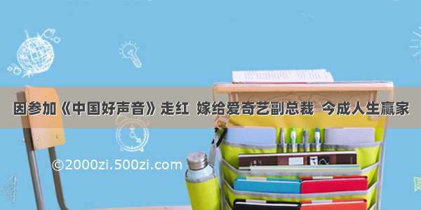 因参加《中国好声音》走红  嫁给爱奇艺副总裁  今成人生赢家