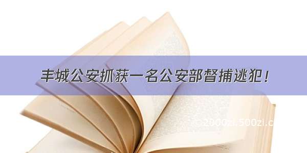 丰城公安抓获一名公安部督捕逃犯！