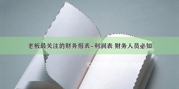 老板最关注的财务报表-利润表 财务人员必知