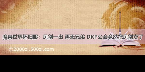 魔兽世界怀旧服：风剑一出 再无兄弟 DKP公会竟然把风剑卖了