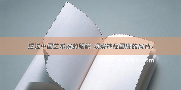 透过中国艺术家的眼睛 观察神秘国度的风情。