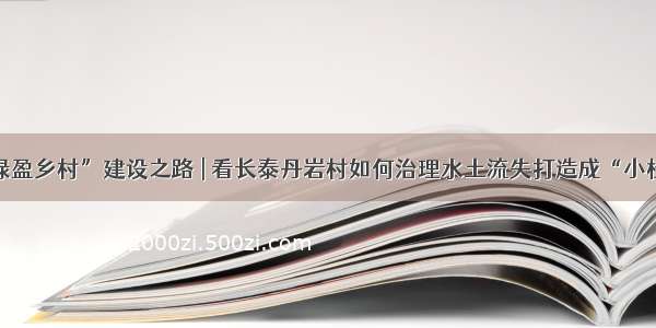 “绿盈乡村”建设之路 | 看长泰丹岩村如何治理水土流失打造成“小桂林”