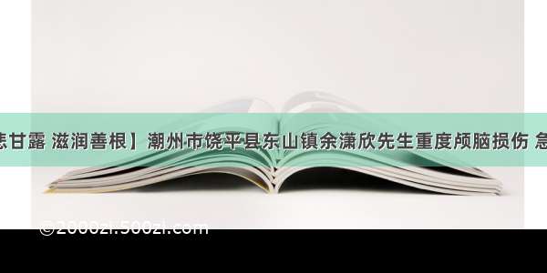 【慈悲甘露 滋润善根】潮州市饶平县东山镇余潇欣先生重度颅脑损伤 急需救助