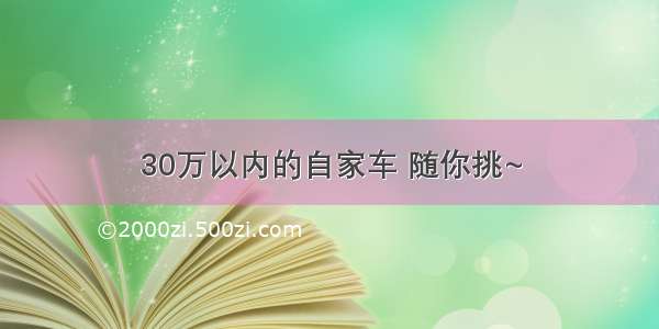 30万以内的自家车 随你挑~