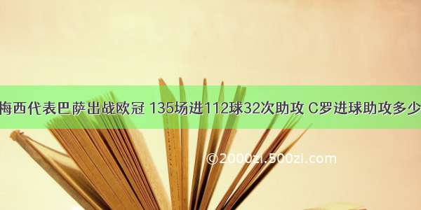 梅西代表巴萨出战欧冠 135场进112球32次助攻 C罗进球助攻多少