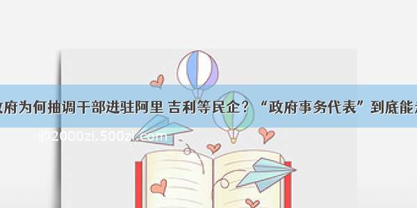 争鸣 | 政府为何抽调干部进驻阿里 吉利等民企？“政府事务代表”到底能走多远？