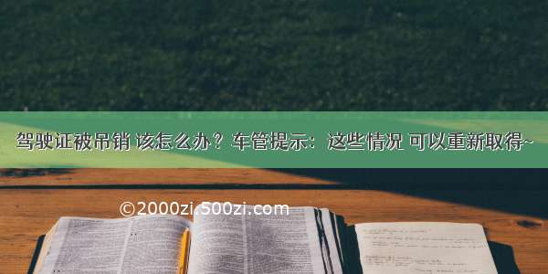 驾驶证被吊销 该怎么办？车管提示：这些情况 可以重新取得~