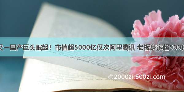 又一国产巨头崛起！市值超5000亿仅次阿里腾讯 老板身家超500亿