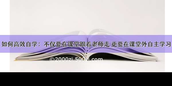 如何高效自学：不仅要在课堂跟着老师走 更要在课堂外自主学习