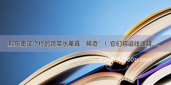 黔东南这个村的蔬菜水果真“稀奇”！它们将运往迪拜……