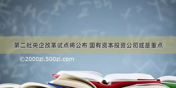 第二批央企改革试点将公布 国有资本投资公司或是重点