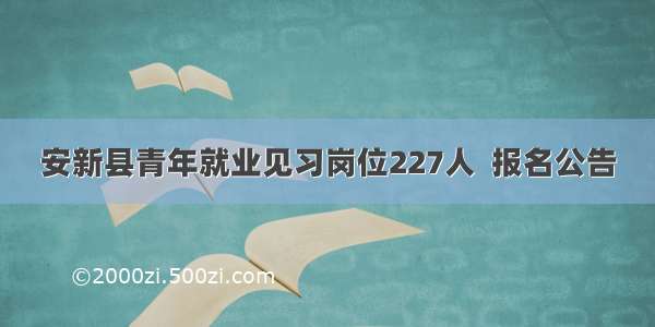 安新县青年就业见习岗位227人  报名公告