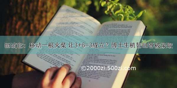 面试官：移动一根火柴 让3+6=3成立？博士生机智回答被录取