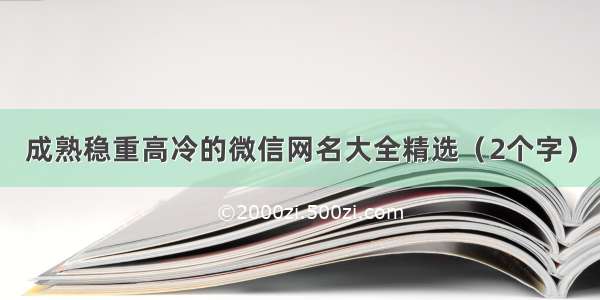 成熟稳重高冷的微信网名大全精选（2个字）