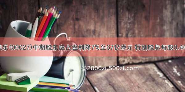 银河娱乐(00027)中期股东应占溢利降7%至67亿港元 特别股息每股0.46港元