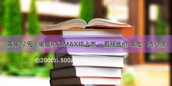 再等12天！荣威RX5MAX将上市 一看预售价 车友：透心凉