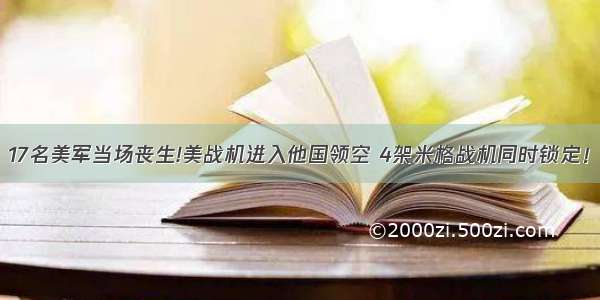 17名美军当场丧生!美战机进入他国领空 4架米格战机同时锁定！