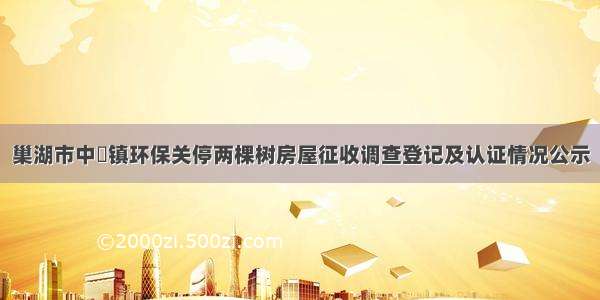 巢湖市中垾镇环保关停两棵树房屋征收调查登记及认证情况公示