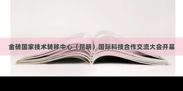 金砖国家技术转移中心（昆明）国际科技合作交流大会开幕