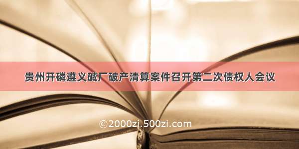 贵州开磷遵义碱厂破产清算案件召开第二次债权人会议