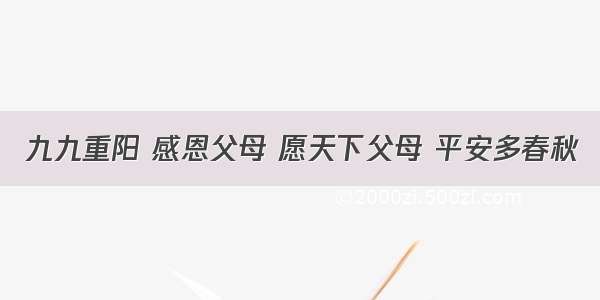 九九重阳 感恩父母 愿天下父母 平安多春秋