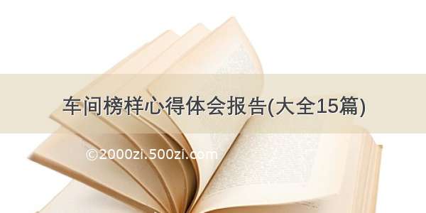 车间榜样心得体会报告(大全15篇)