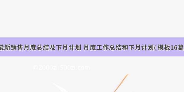 最新销售月度总结及下月计划 月度工作总结和下月计划(模板16篇)