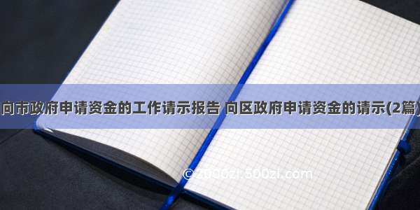 向市政府申请资金的工作请示报告 向区政府申请资金的请示(2篇)