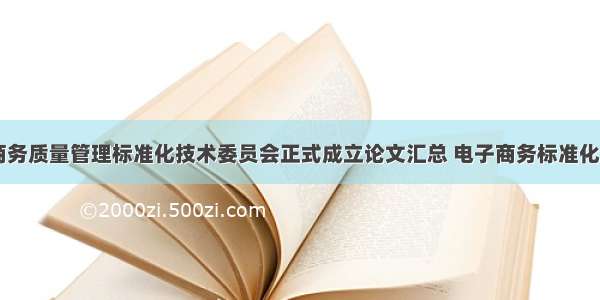 全国电子商务质量管理标准化技术委员会正式成立论文汇总 电子商务标准化工作(二篇)