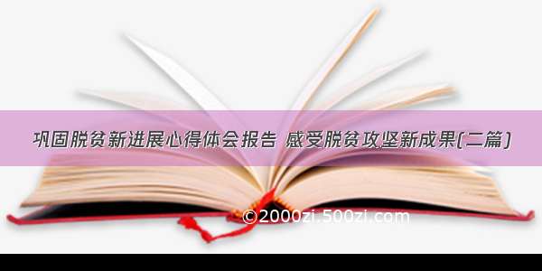 巩固脱贫新进展心得体会报告 感受脱贫攻坚新成果(二篇)