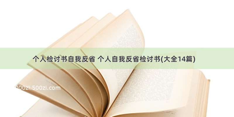 个人检讨书自我反省 个人自我反省检讨书(大全14篇)