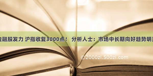 金融股发力 沪指收复3000点！ 分析人士：市场中长期向好趋势明显