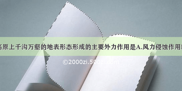 我国黄土高原上千沟万壑的地表形态形成的主要外力作用是A.风力侵蚀作用B.流水侵蚀