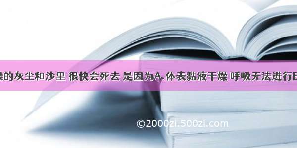 蚯蚓在干燥的灰尘和沙里 很快会死去 是因为A.体表黏液干燥 呼吸无法进行B.体内水分