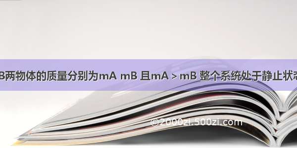 如图所示 A B两物体的质量分别为mA mB 且mA＞mB 整个系统处于静止状态．滑轮的质