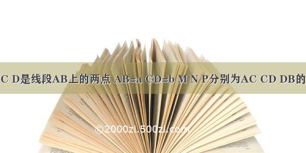 如图所示 C D是线段AB上的两点 AB=a CD=b M N P分别为AC CD DB的中点 （1）