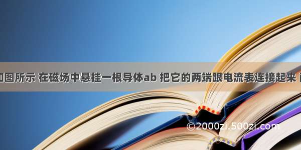 单选题如图所示 在磁场中悬挂一根导体ab 把它的两端跟电流表连接起来 闭合开关